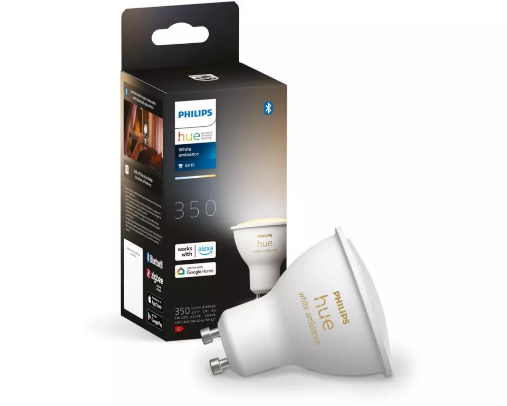 Philips Hue Leuchtmittel White Ambiance GU10 Einzelpack, 350 lm