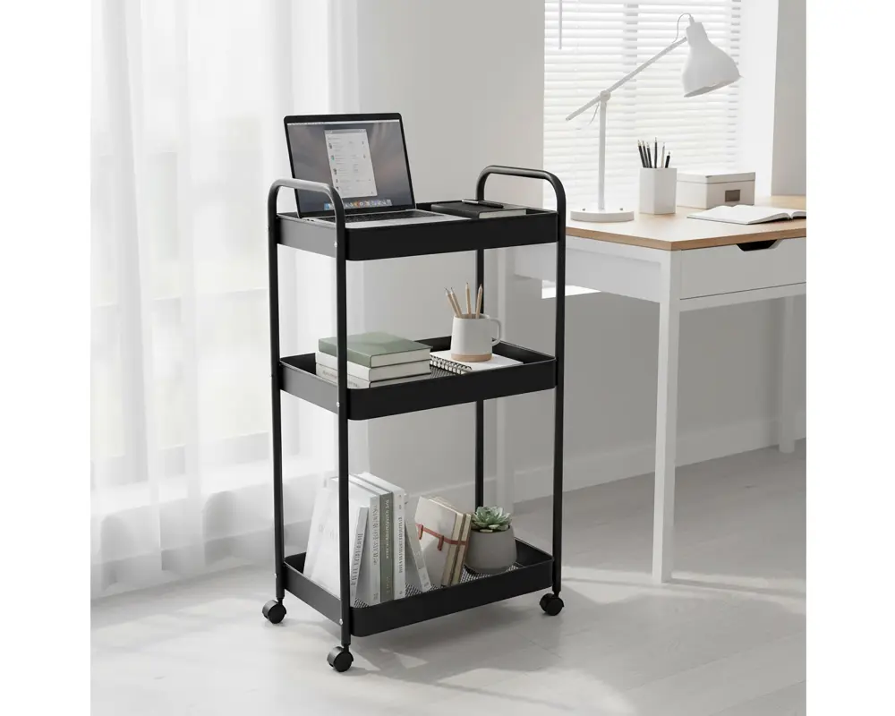 relaxdays Rollwagen Mesh mit 3 Ebenen 78 x 43 x 30 cm