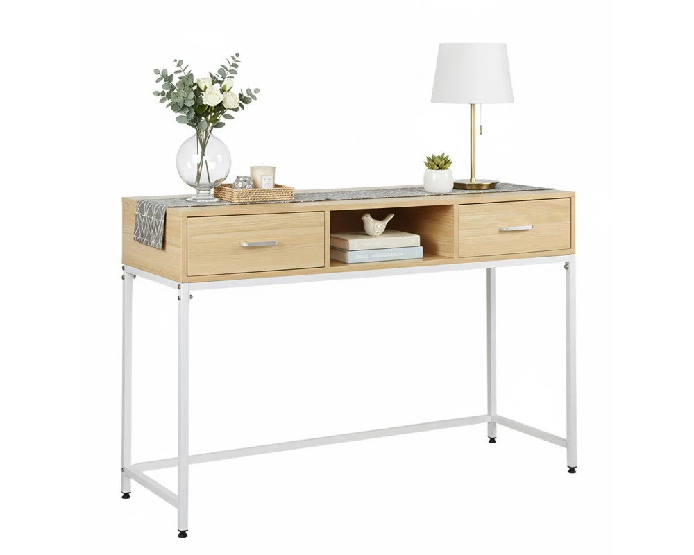 relaxdays Konsolentisch 80 x 120 x 40 cm Weiss/Natur