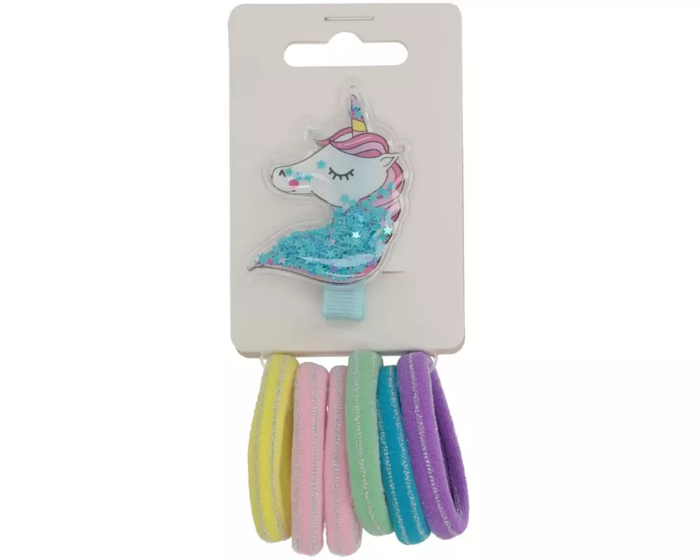 Trisa Accessoires Haarklemme Einhorn blau mit Haargummis