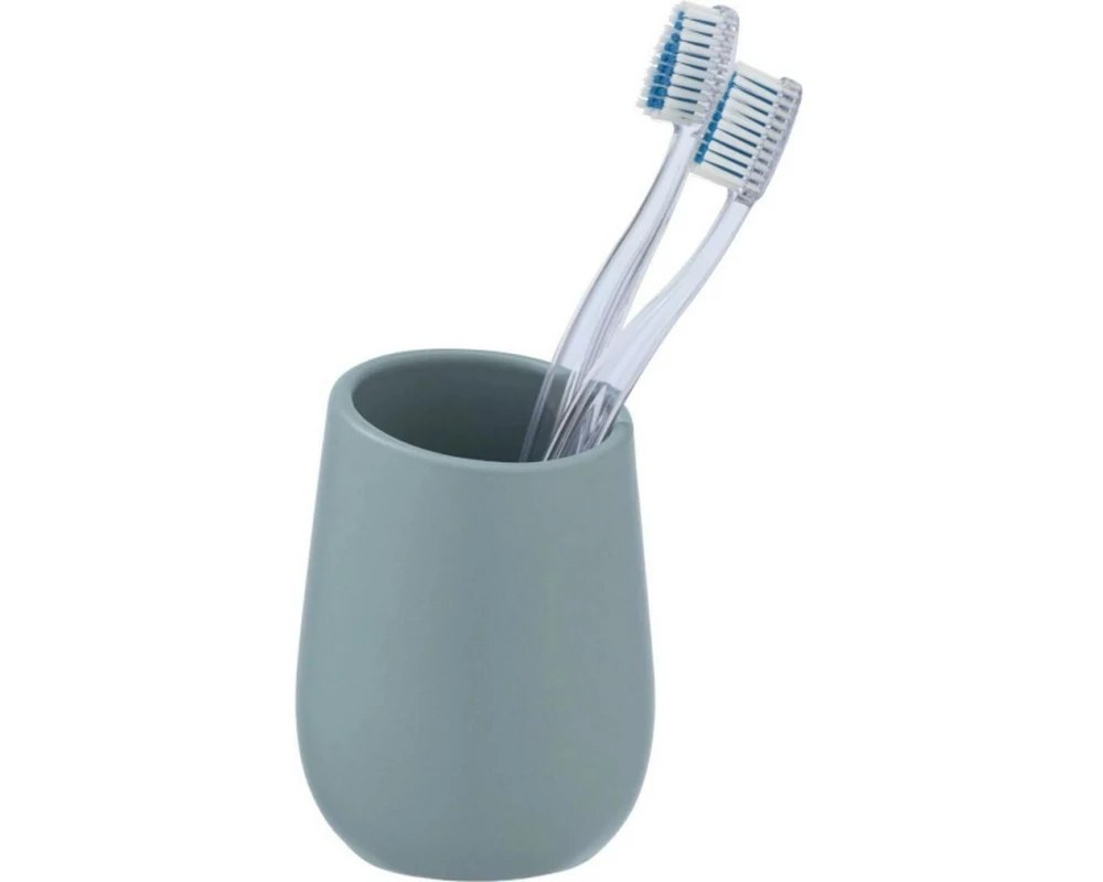 Wenko Zahnputzbecher Badi Keramik Blaugrau