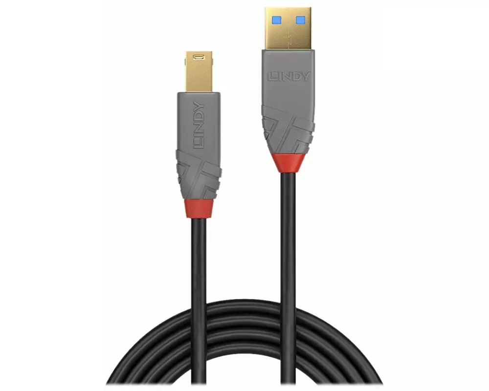 LINDY Anthra Line USB Cable, USB 3.0, USB/A-USB/B M-M, 1m