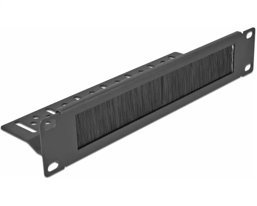 Delock Bürstenleiste 1 HE , Schwarz mit Kabelbefestigung