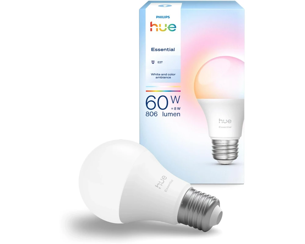 Philips Hue Leuchtmittel Essential, E27, 8 W, White & Colour