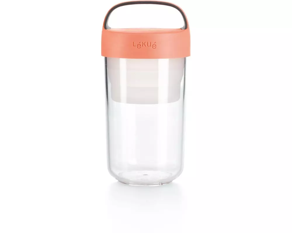 Lékué Smoothiebehälter Glas To Go, 600 ml, Koralle