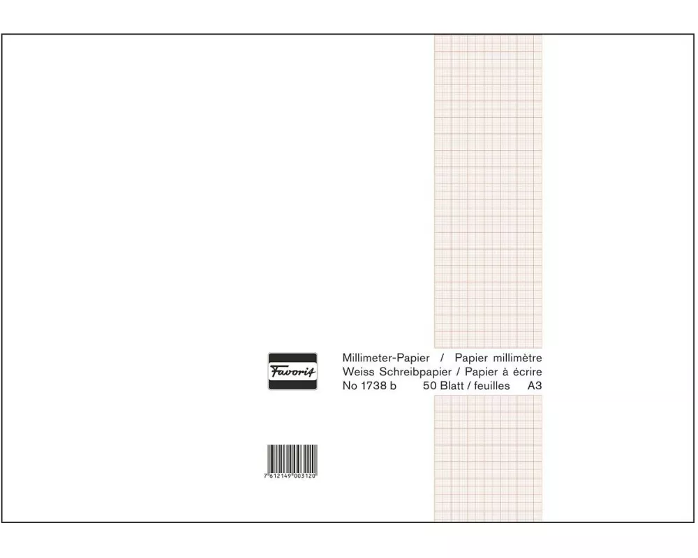 Favorit Notizblock 42 x 29.7 cm, 50 Blatt, Weiss/Braun