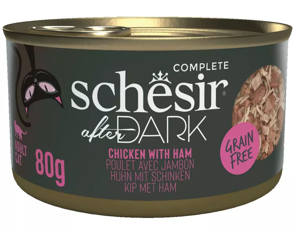 Schesir Nassfutter after Dark Complete Brühe Huhn mit Schinken, 80 g
