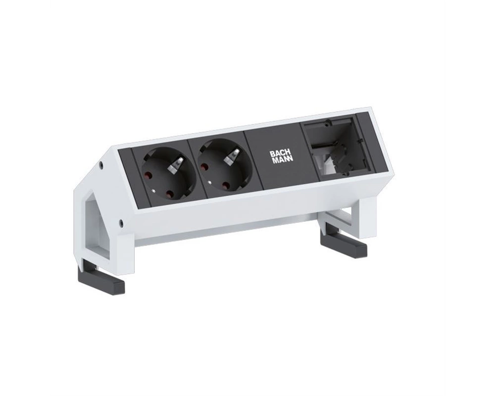 BACHMANN DESK2 2x Schutzkontakt 1x ABD GST18, weiß