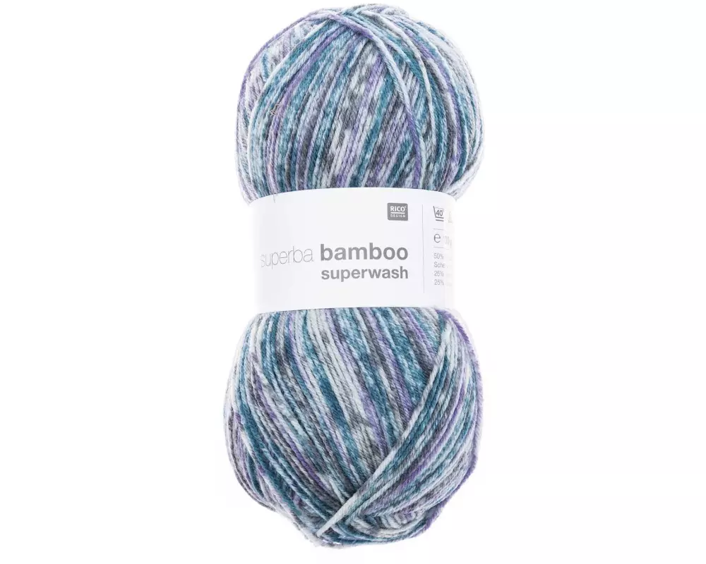 Rico Design Wolle Bamboo für Socken 4-fädig, 100 g, Grau; Blau