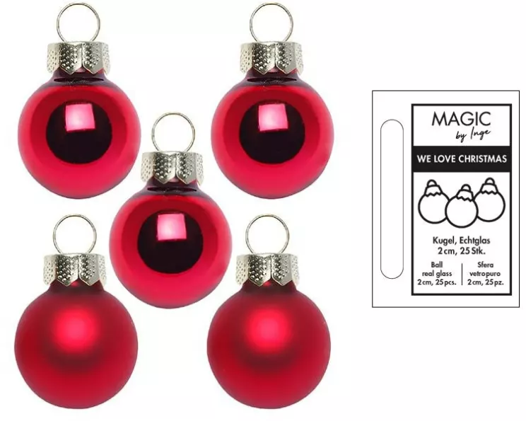 INGES CHRISTMAS DECOR Weihnachtskugel Ochsenblut Ø 2 cm 25 Stück