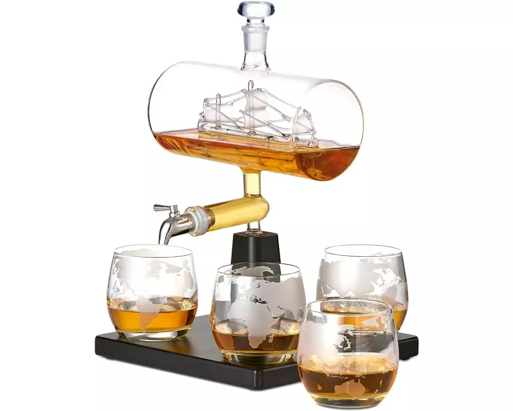 Oak & Steel Dekanter Schiff 1 l, Transparent