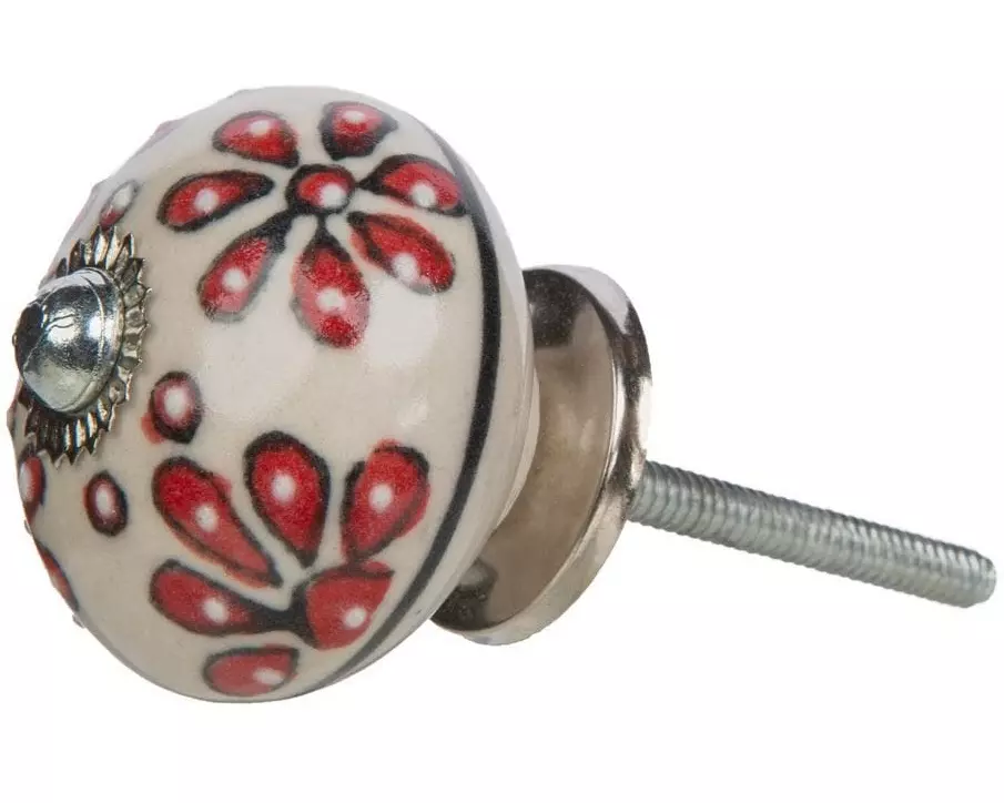 Tranquillo Möbelgriff handgemacht, Ø 4 cm, Weiss/Silber