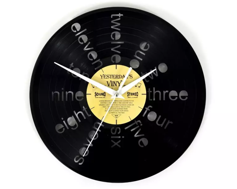 Yesterday's Vinyl Wanduhr Nummern Ø 30 cm, Gold/Schwarz