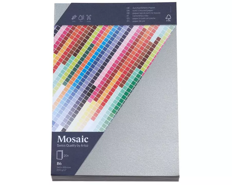 Artoz Blankokarte Mosaic B6, 20 Stück, Silber