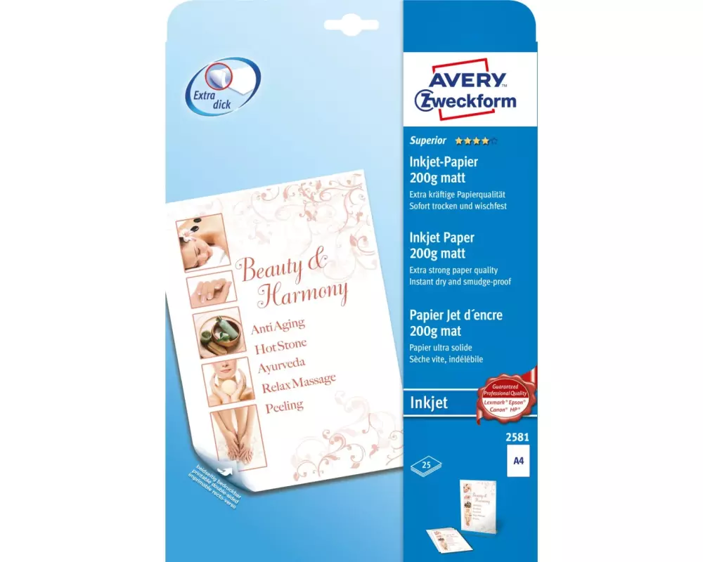 Avery Zweckform Fotopapier Inkjet Superior A4 200 g/m² 25 Stück