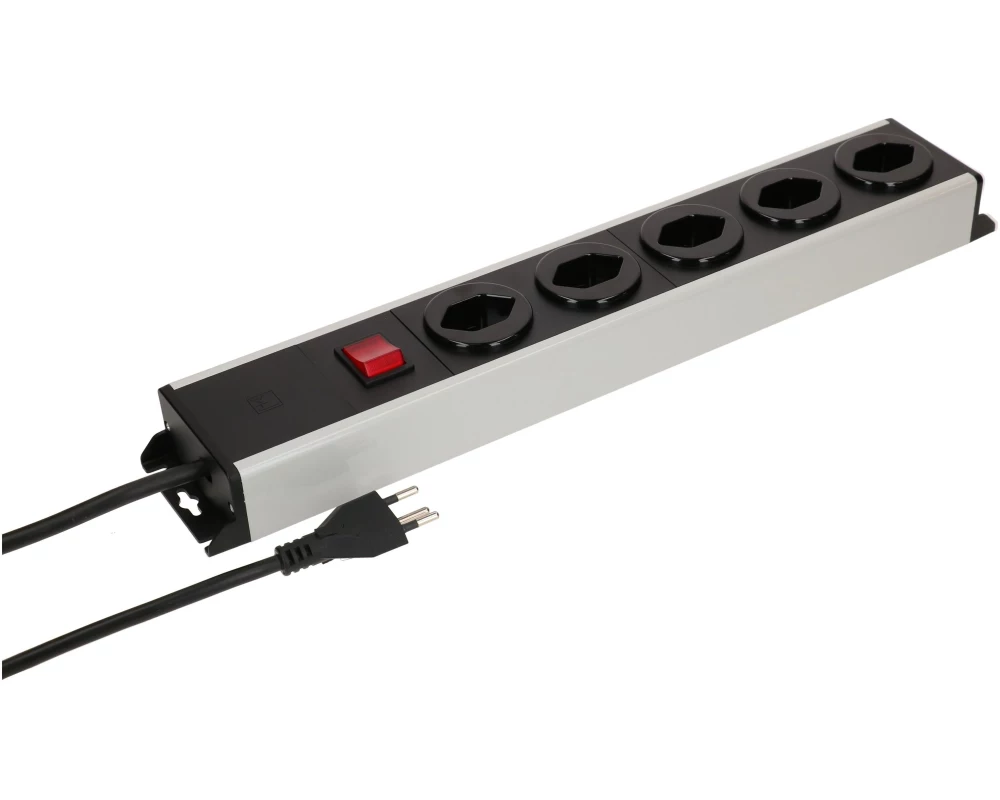 Max Hauri Steckdosenleiste Power Line 5x Typ 13 Grau/Schwarz