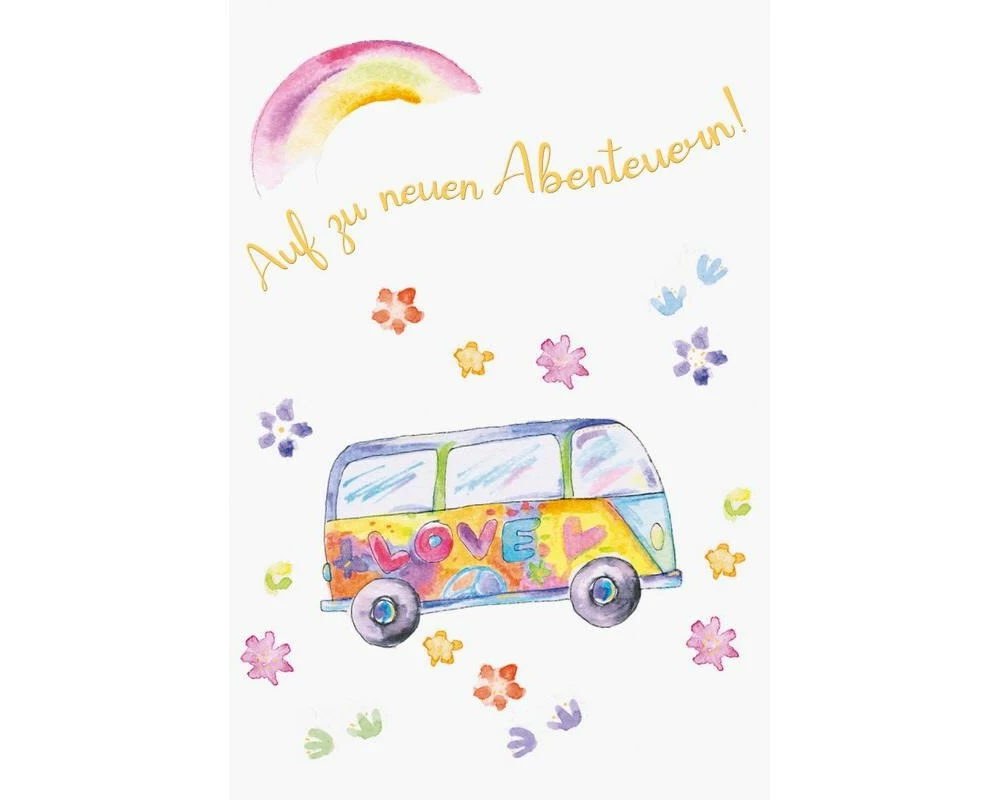 ABC Abschiedskarte Hippiebus B6