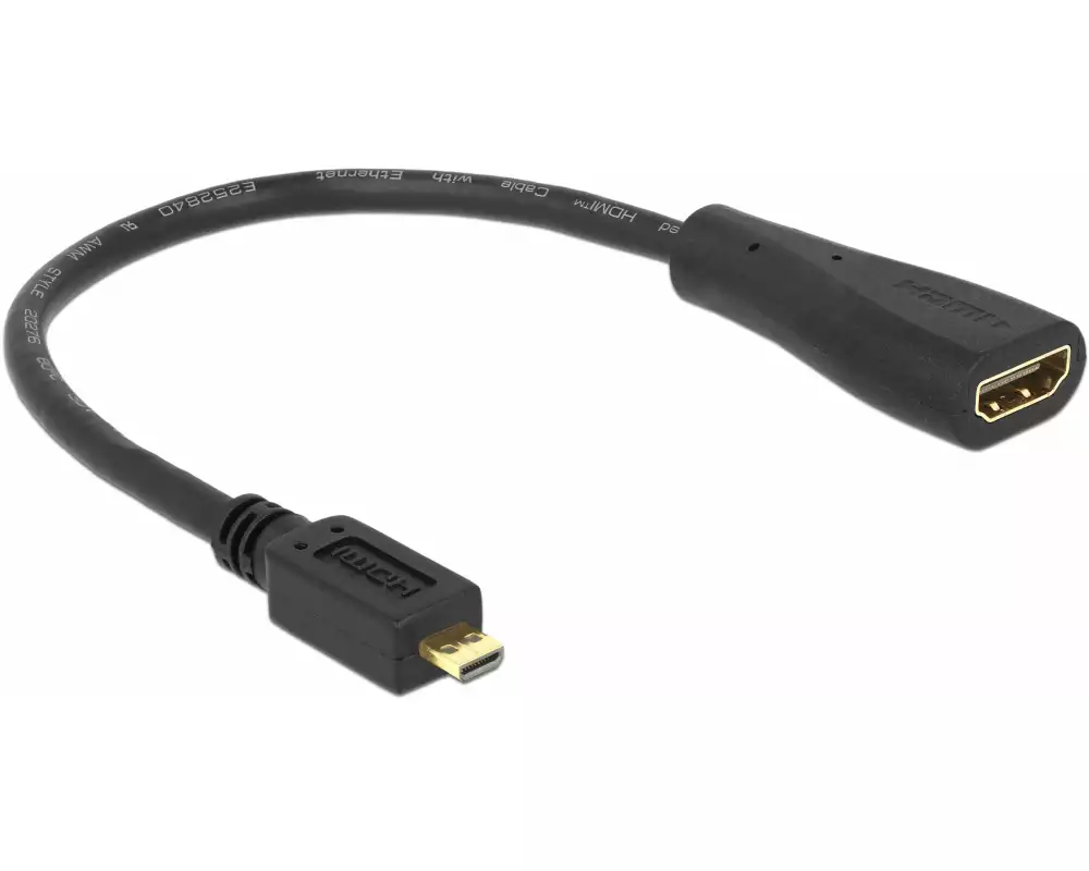 Delock Adapterkabel Micro-HDMI (HDMI-D) – HDMI 23 cm, Schwarz