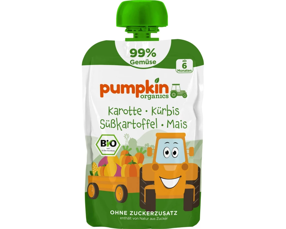 pumpkin organics Quetschbeutel Karotte, Kürbis, Süsskartoffel, Mais 100 g