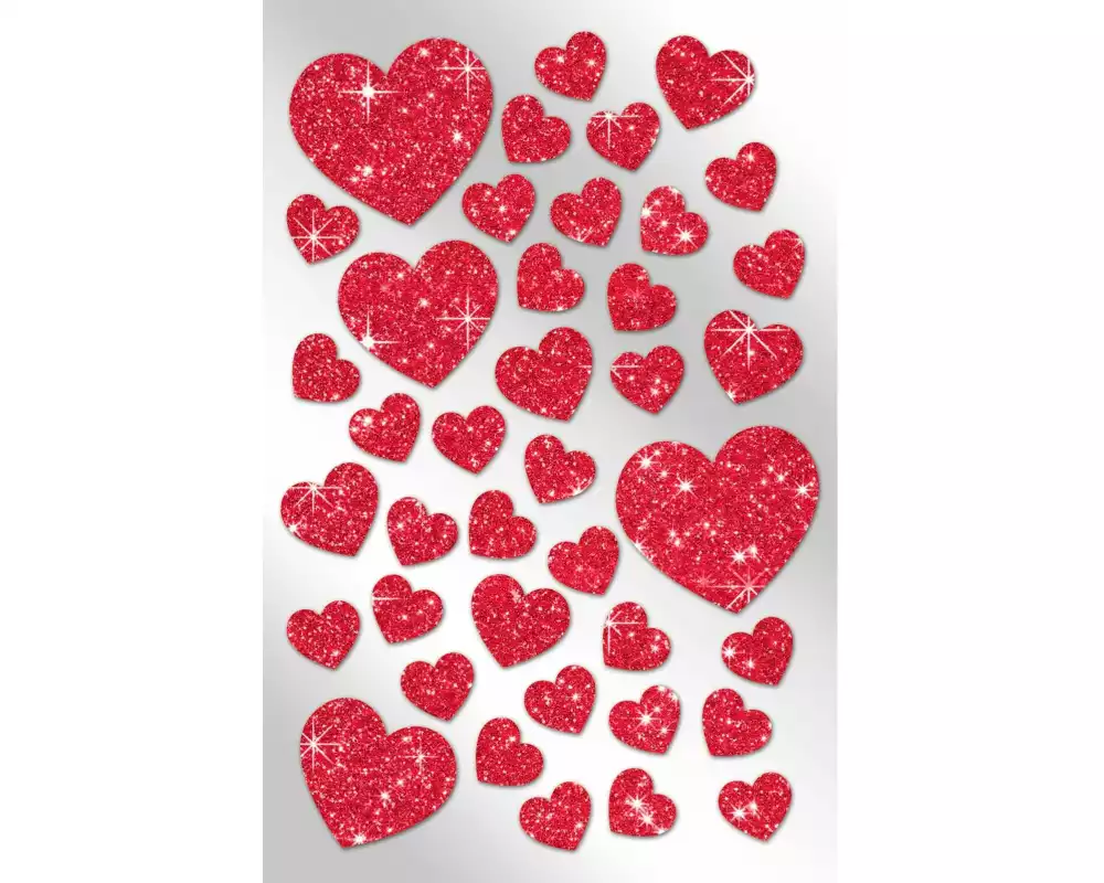 Braun + Company Glitzersticker Herzen Rot