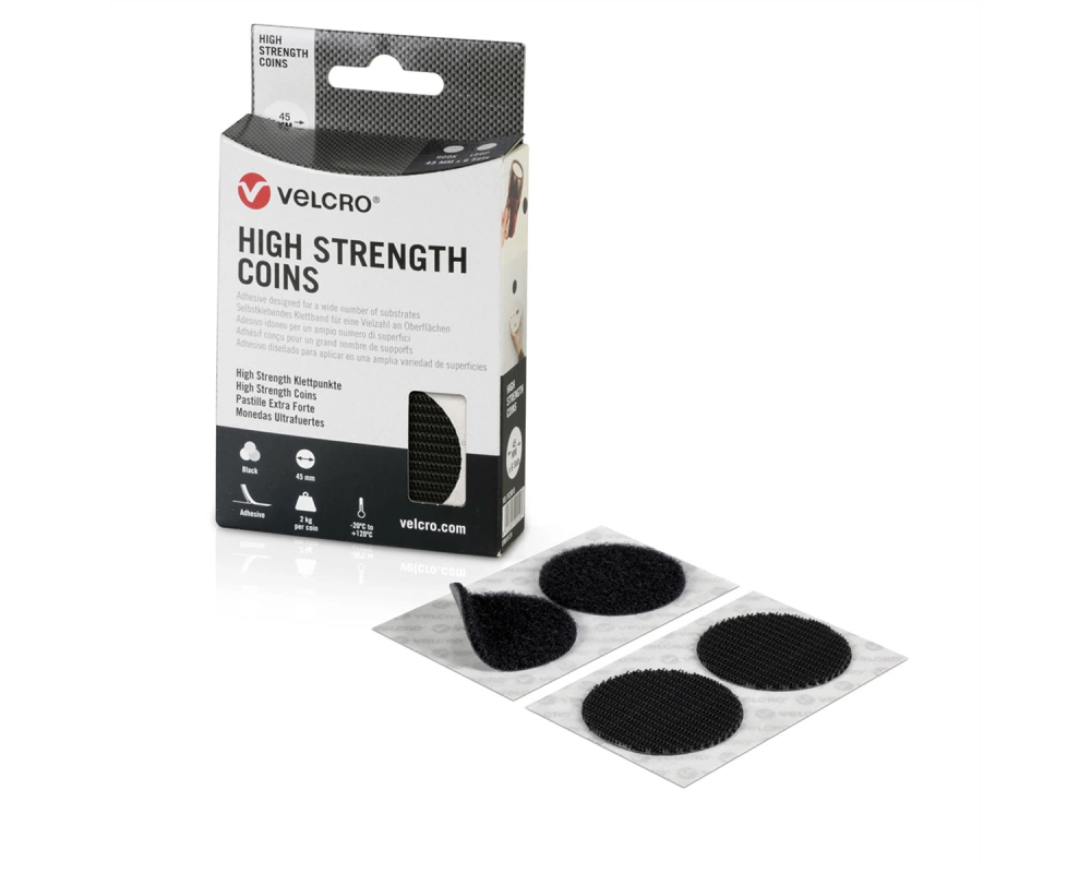 VELCRO High Strength Fastener 6 Hakenpunkte 6 Flauschpunkte, Haken & Flausch, DM 45mm schwarz