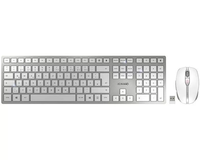 Cherry Tastatur-Maus-Set DW 9100 Slim Weiss / Silber