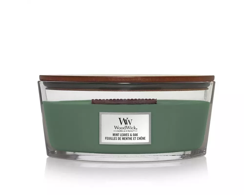 Woodwick Duftkerze Leaves & Oak Ellipse