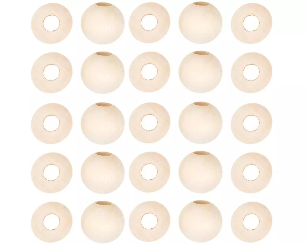 lalana Holzperlen mit Grossloch 20 mm, 25 Stück