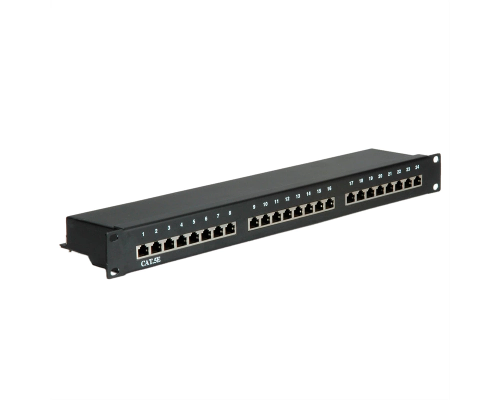 VALUE Cat.5e (Class D) 19-Zoll-Patchpanel, 24P, geschirmt, schwarz