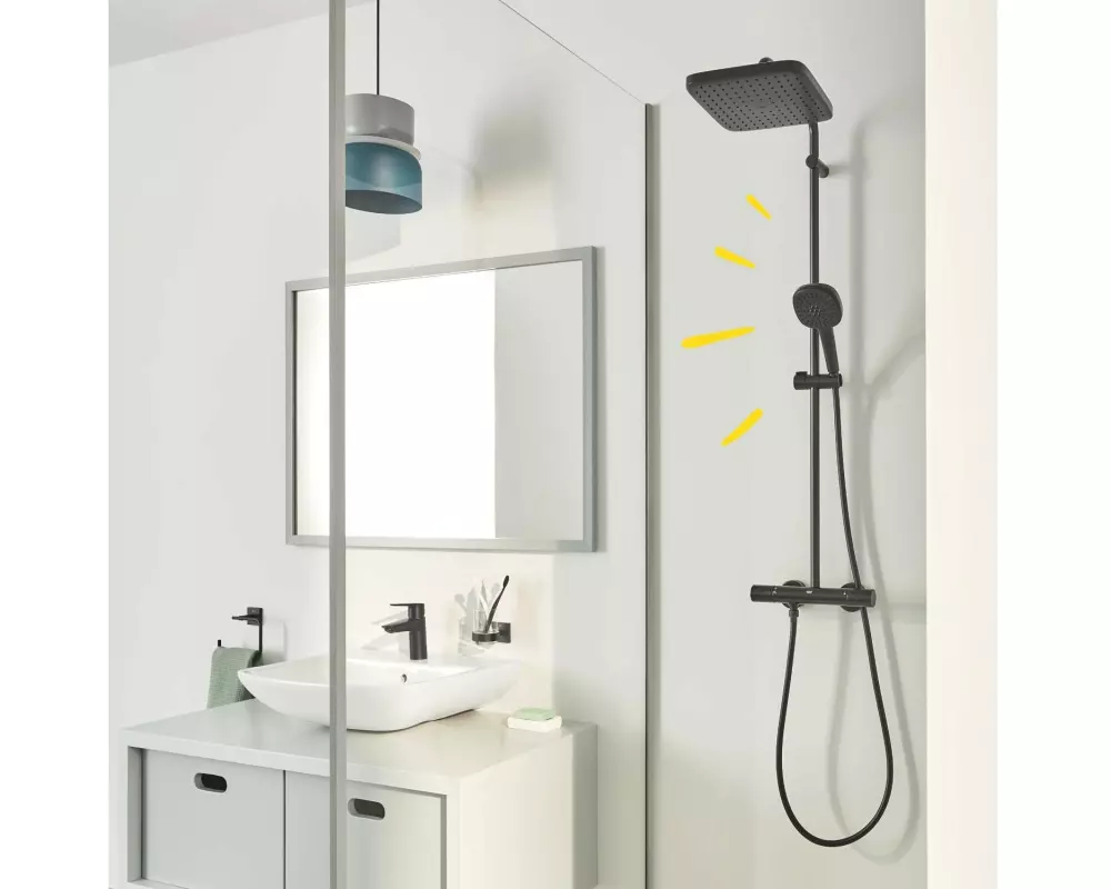 GROHE Vitalio Comfort 250 eckig mit Thermostatarmatur Mattschwarz