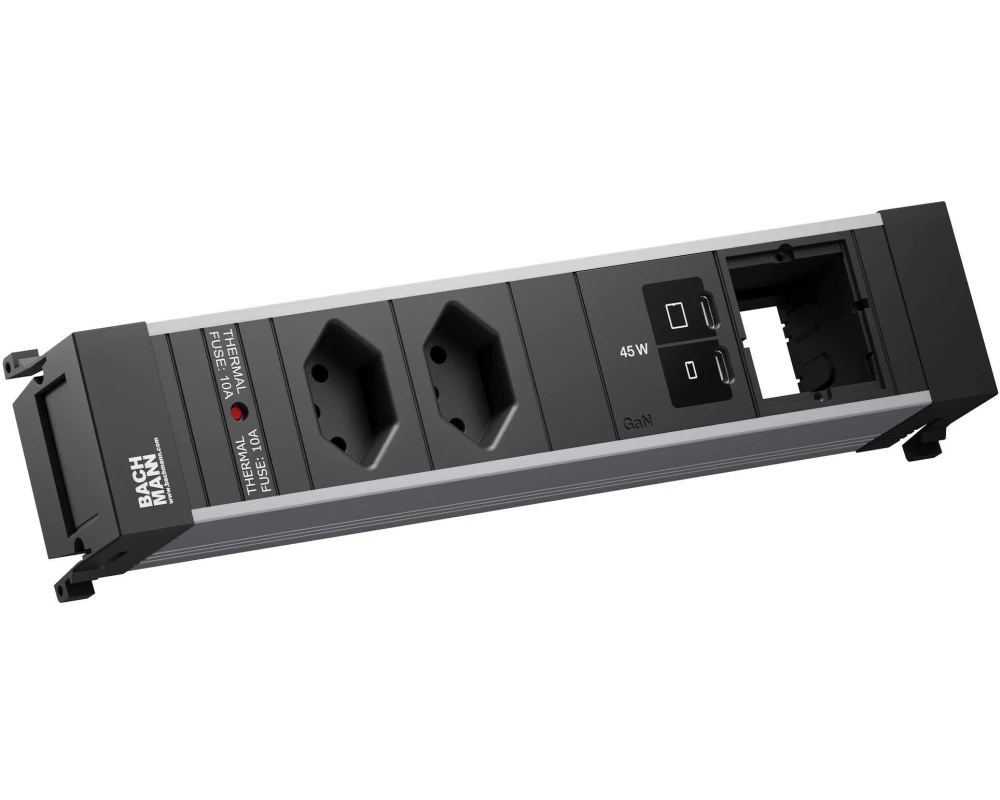Bachmann Einbausteckerleiste POWER FRAME M 2xT13 1xUSB C/C 45W 1xCM