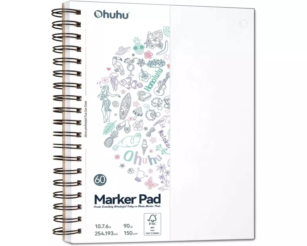 Ohuhu Kunst-Skizzenbuch auslaufsicher 150 g/m² 25.4 x 19.3 cm