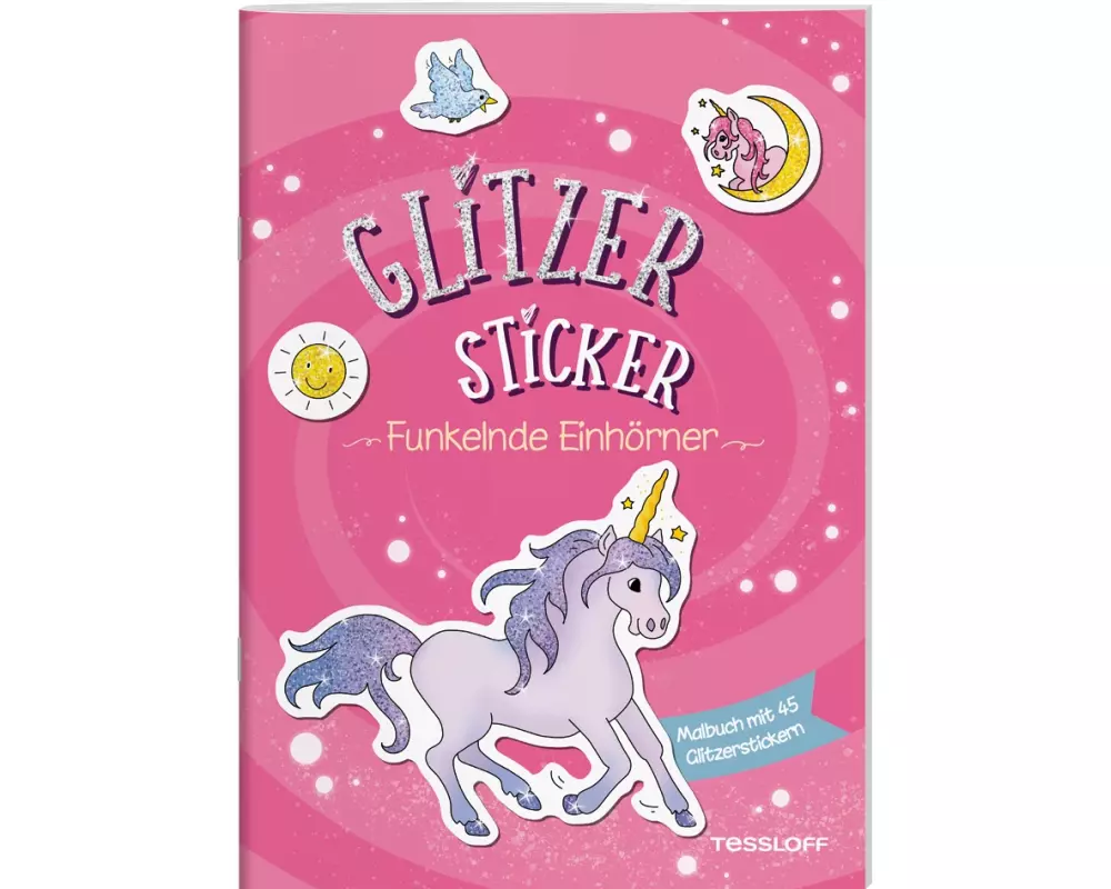 Glitzer-Sticker Malbuch. Funkelnde Einhörner