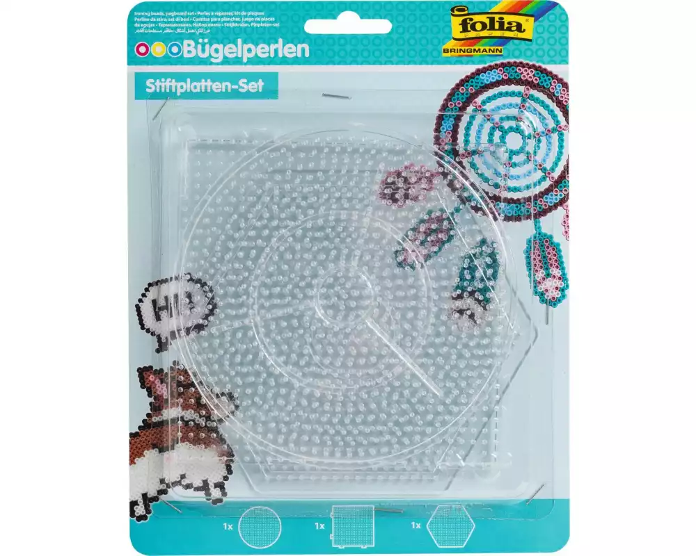 Folia Bügelperlen Platten Stiftplatten-Set Weiss