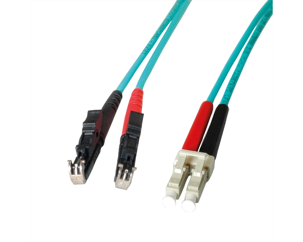 LEONI LWL-Kabel duplex 50/125µm OM3, R&M E2000 / Suhner LC, 20 m