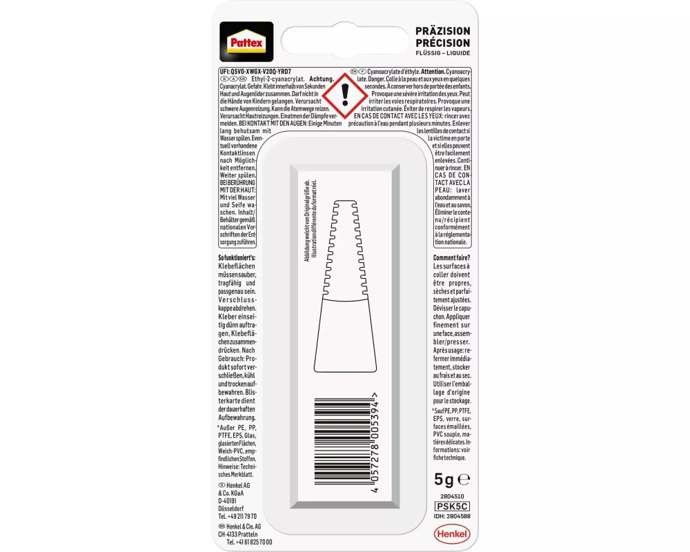 Pattex Sekundenkleber 5 ml, Transparent