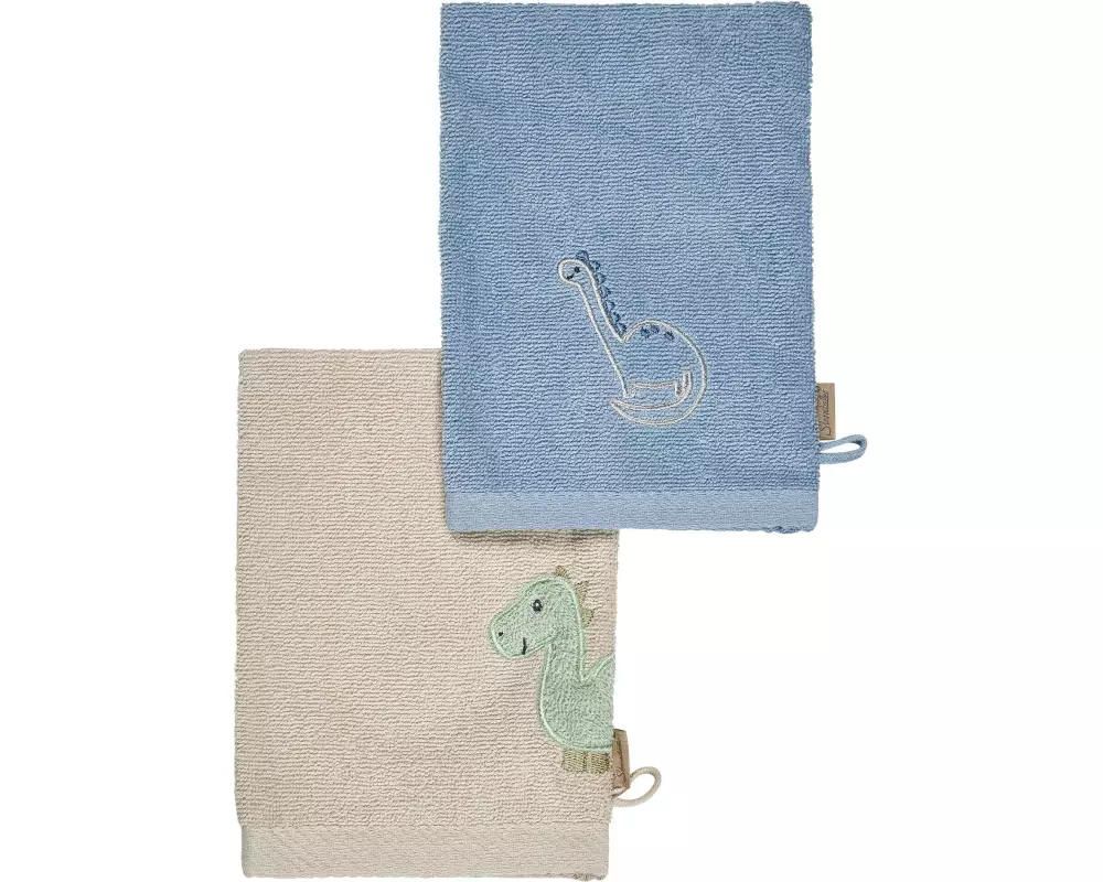 Sterntaler Baby-Waschhandschuh Dino Rexi 2er Set Blau/Beige
