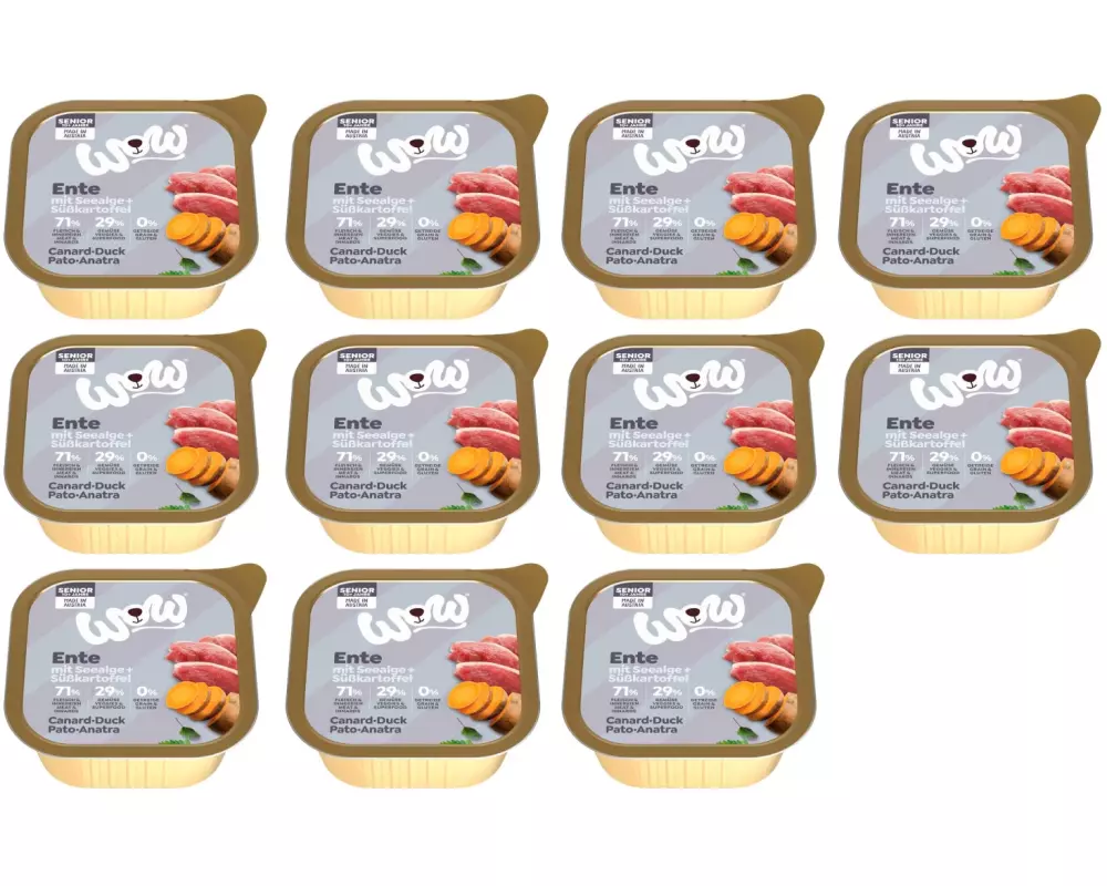 WOW Nassfutter Senior Ente Schale, 11 x 150 g
