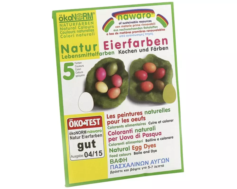 Basteln Eierfarben Natur 20 Stück, Blau/Grün/Orange/Pink/Rot