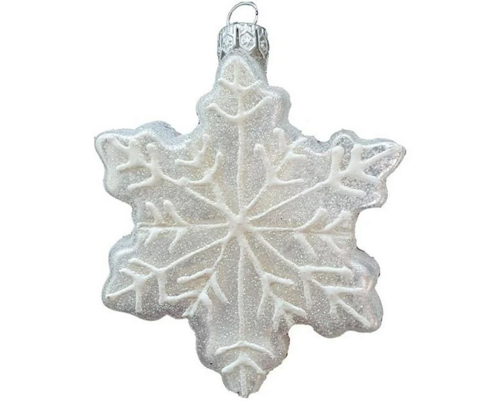 creanorm Weihnachtskugel Schneeflocke Glitzer Silber