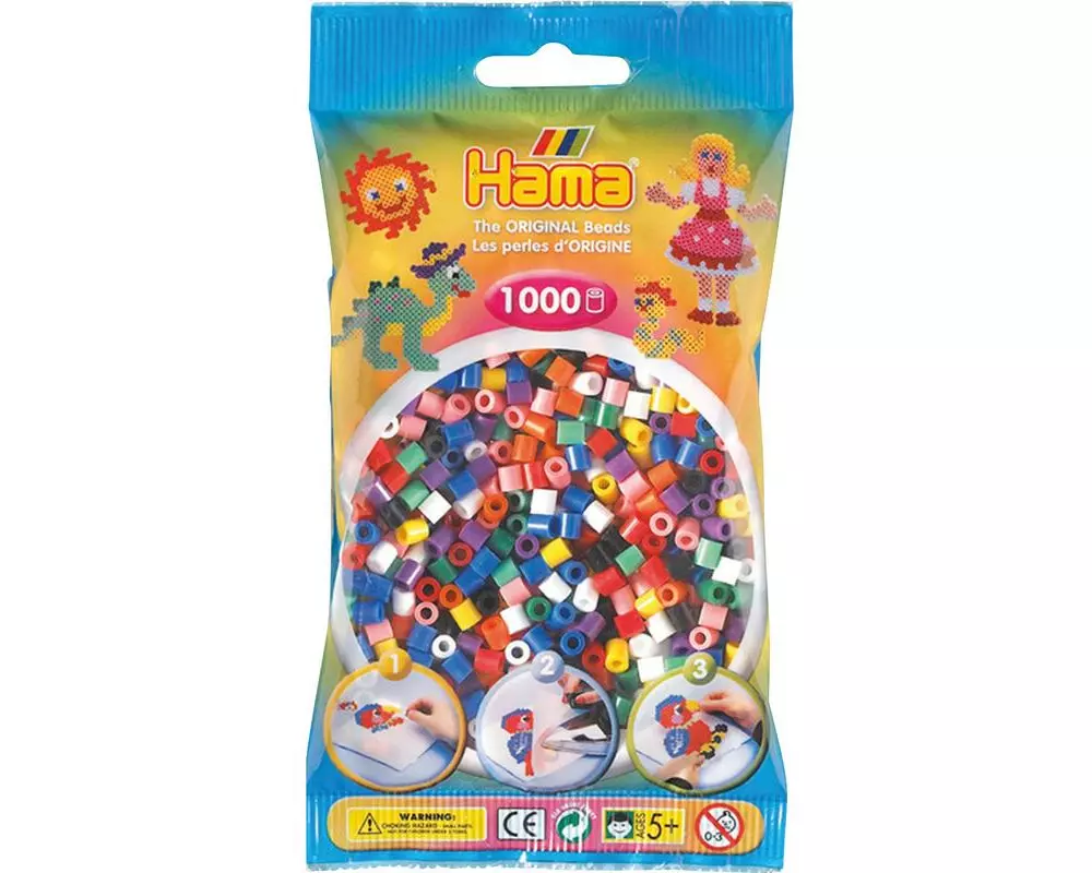 Hama Bügelperlen midi vollton mix, 1000 Stk. Mehrfarbig