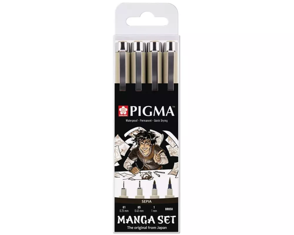 Sakura Fineliner Manga Tool Set Pigma, 4 Stück