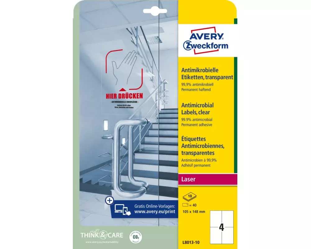 Avery Zweckform Antimikrobielle-Etiketten 105 x 148 mm, 10 Blatt