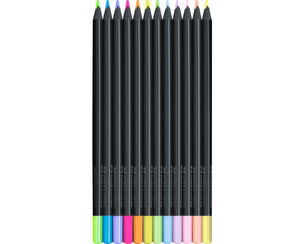 Faber-Castell Farbstifte Black Edition 12er Etui, sortiert, Mehrfarbig