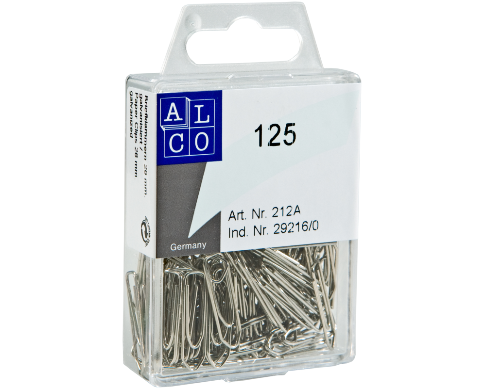 ALCO Büroklammern 26mm 212A eckig, verzinkt 125 Stück