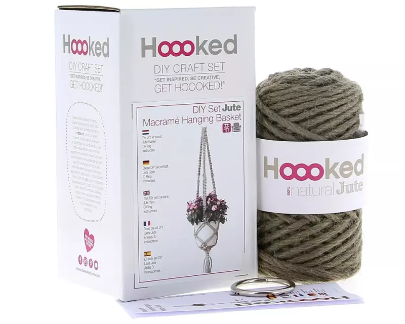 Hoooked Bastelset Makramee Blumenampel Taupe