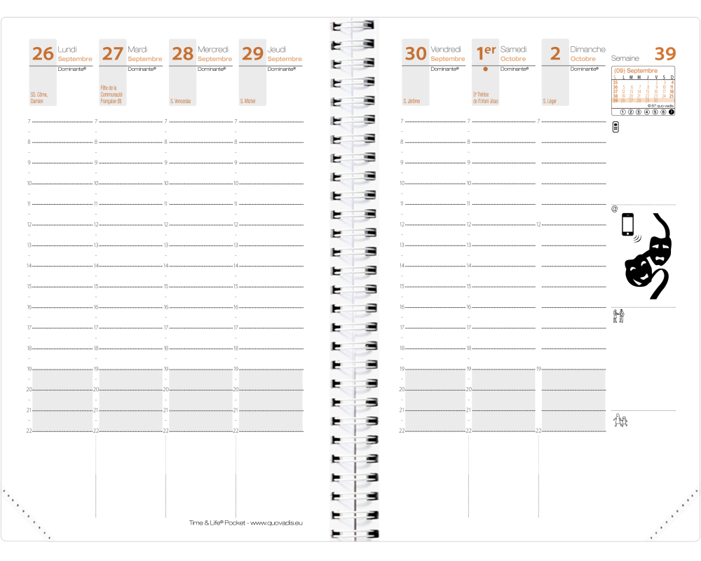 QUO-VADIS Agenda Time&Life Pock. 2026 539068Q 1W/2S Ersatzkal. FR 10x15cm