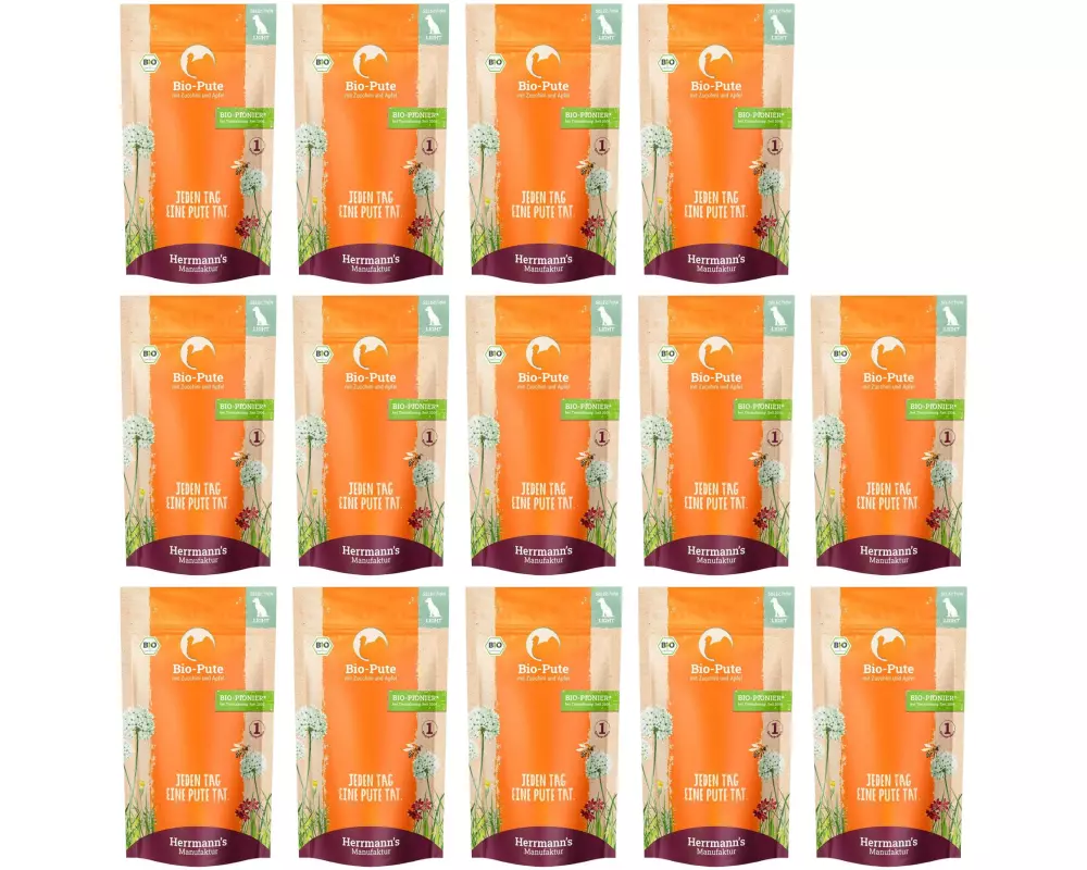 Herrmann's Nassfutter Bio Pute mit Zucchini und Apfel 14 x 150 g