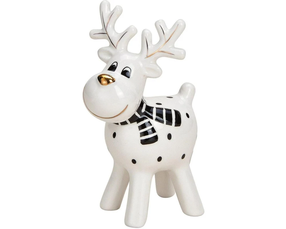 G. Wurm Weihnachtsfigur Elch 7 x 10 x 4 cm, Weiss/Schwarz/Gold