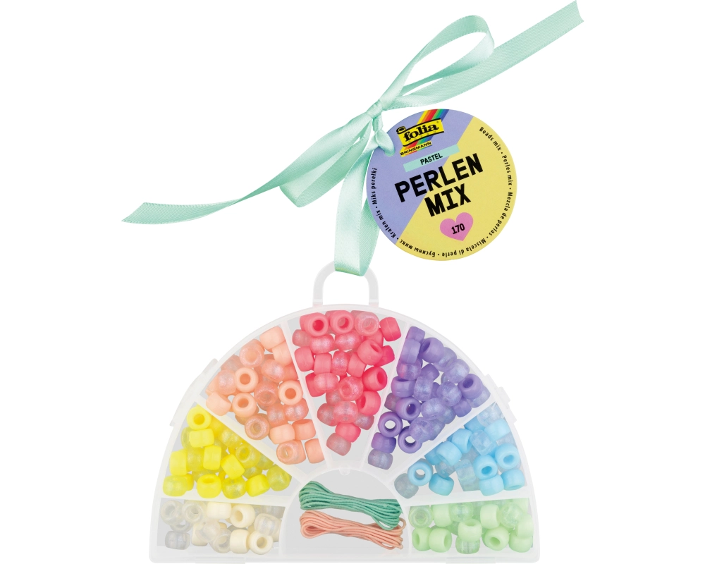 Folia Perlen Mix PASTEL, 170 Teile Aprikose/Mehrfarbig/Mint